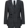 Boys Grey Black 3 Piece Tweed Suit Herringbone Wine Vintage Retro