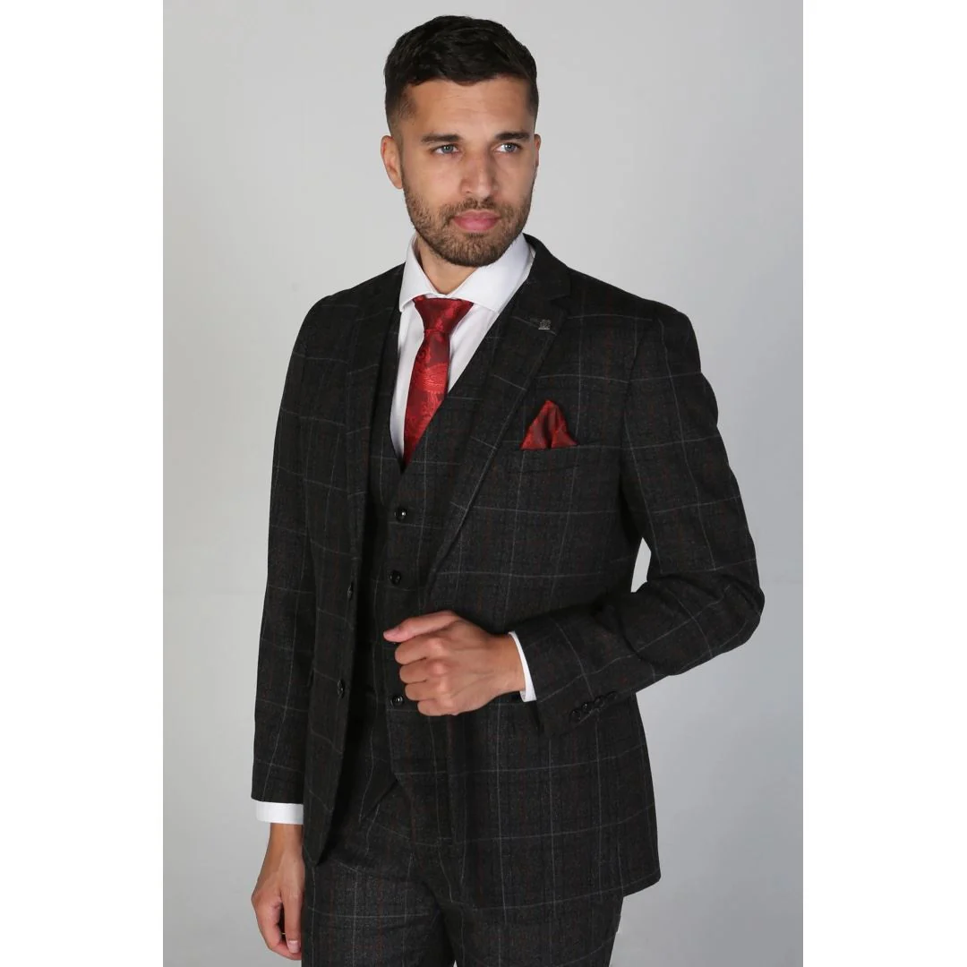 Harvey – Men’s Charcoal Check Blazer - Image 2