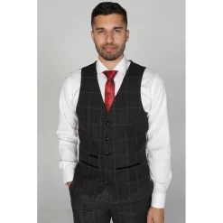 Harvey – Men’s Charcoal Check Waistcoat