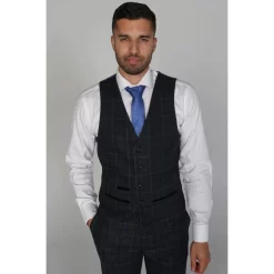 Harvey – Men’s Navy Check Waistcoat