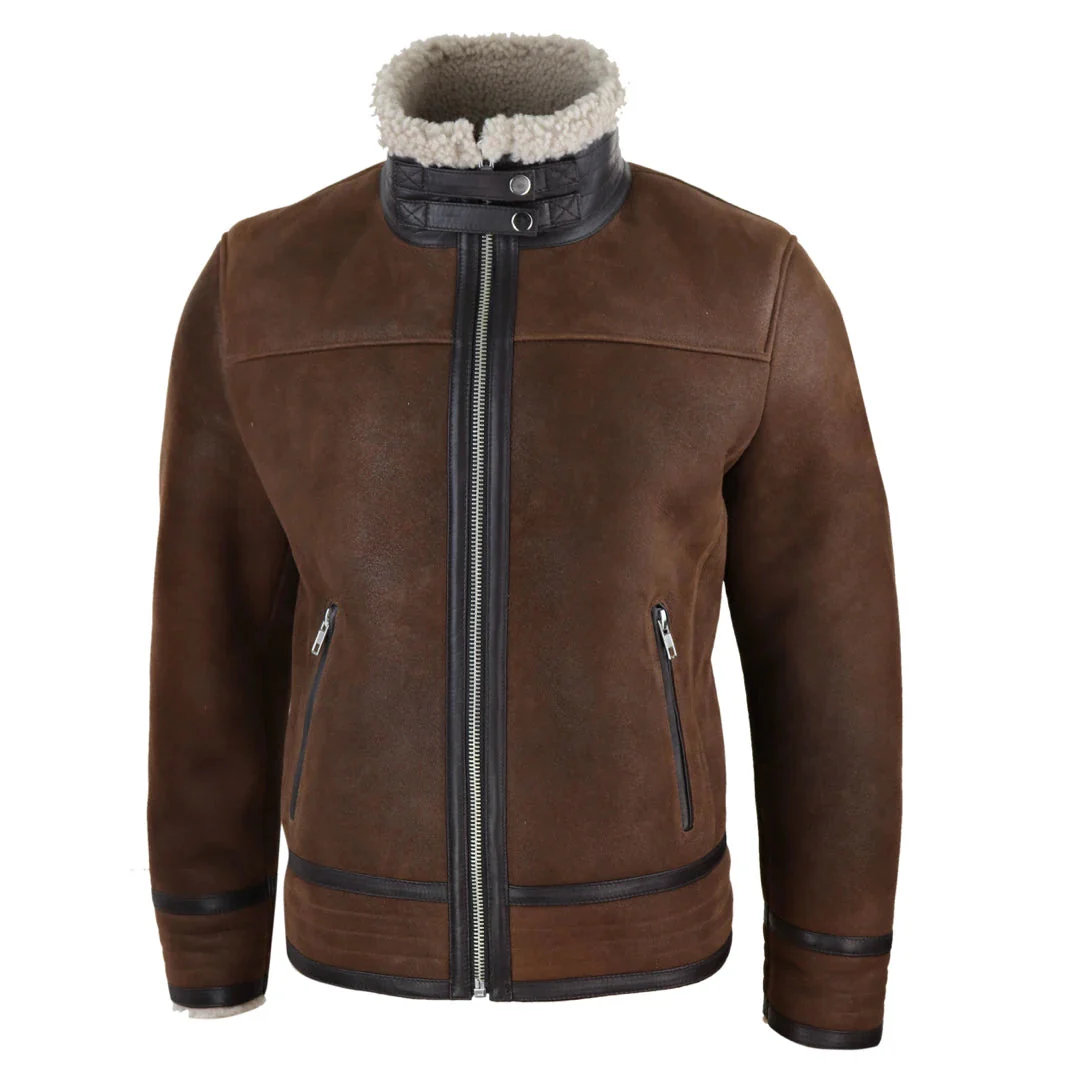 Men’s Sherling Sheepskin Zip Pilot Flying Jacket WW2 - Image 2