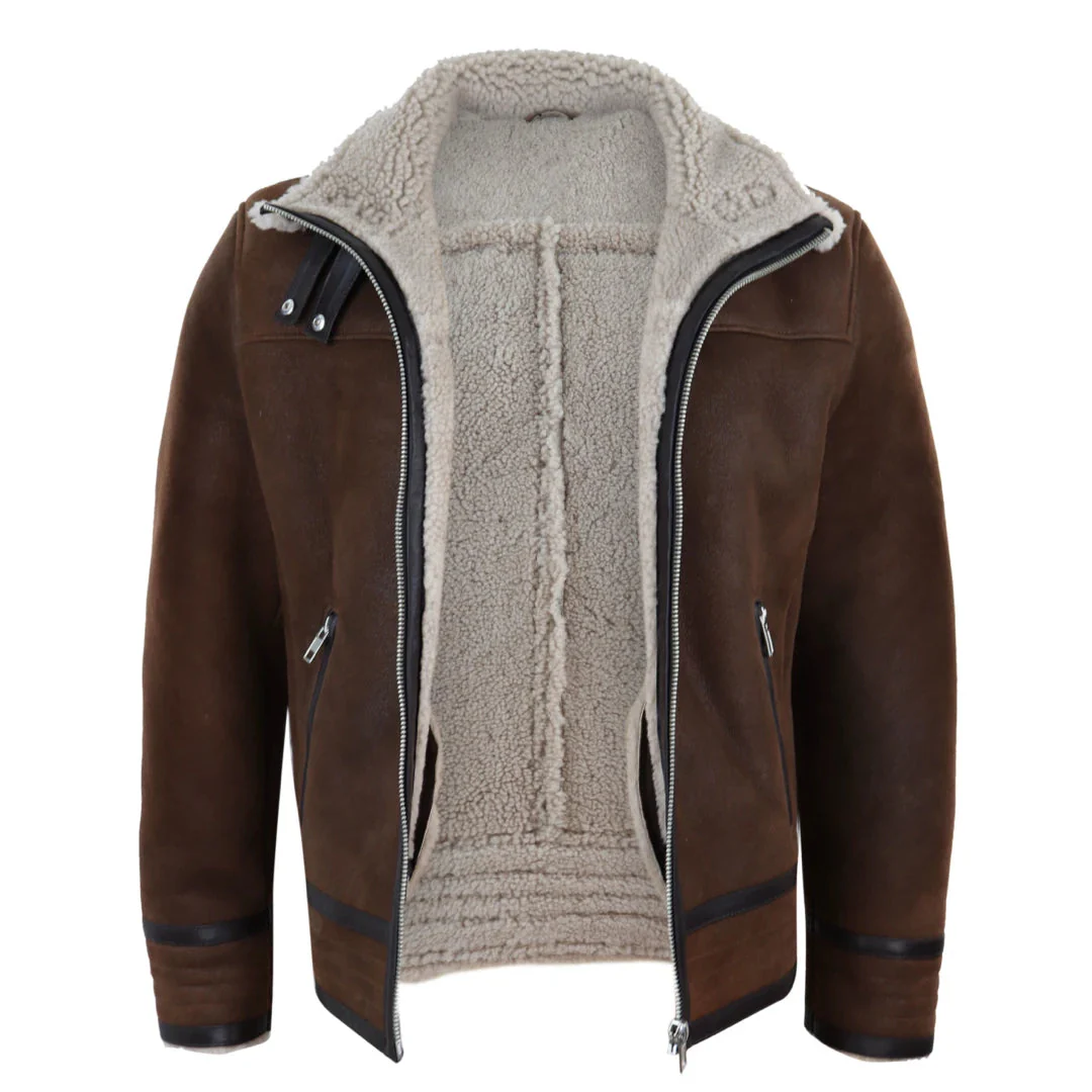 Men’s Sherling Sheepskin Zip Pilot Flying Jacket WW2 - Image 4
