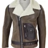 Mens Shearling Brown Sheepskin Vintage Jacket