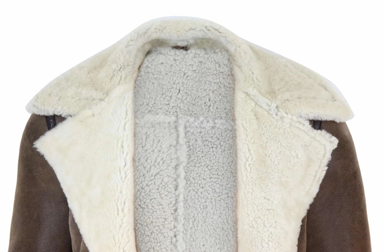 Mens Shearling Brown Sheepskin Vintage Jacket - Image 4