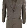 Herringbone Tweed 3/4 Long Overcoat-Oak