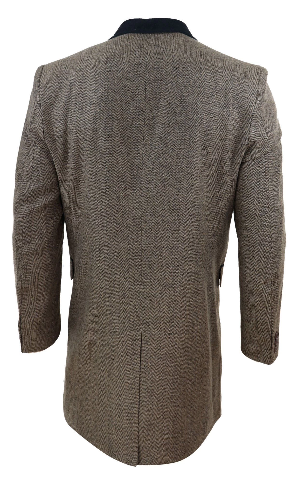 Herringbone Tweed 3/4 Long Overcoat-Oak - Image 5