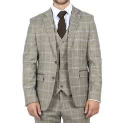 Hode – Men’s Brown Checked Plaid Tailored Fit Blazer