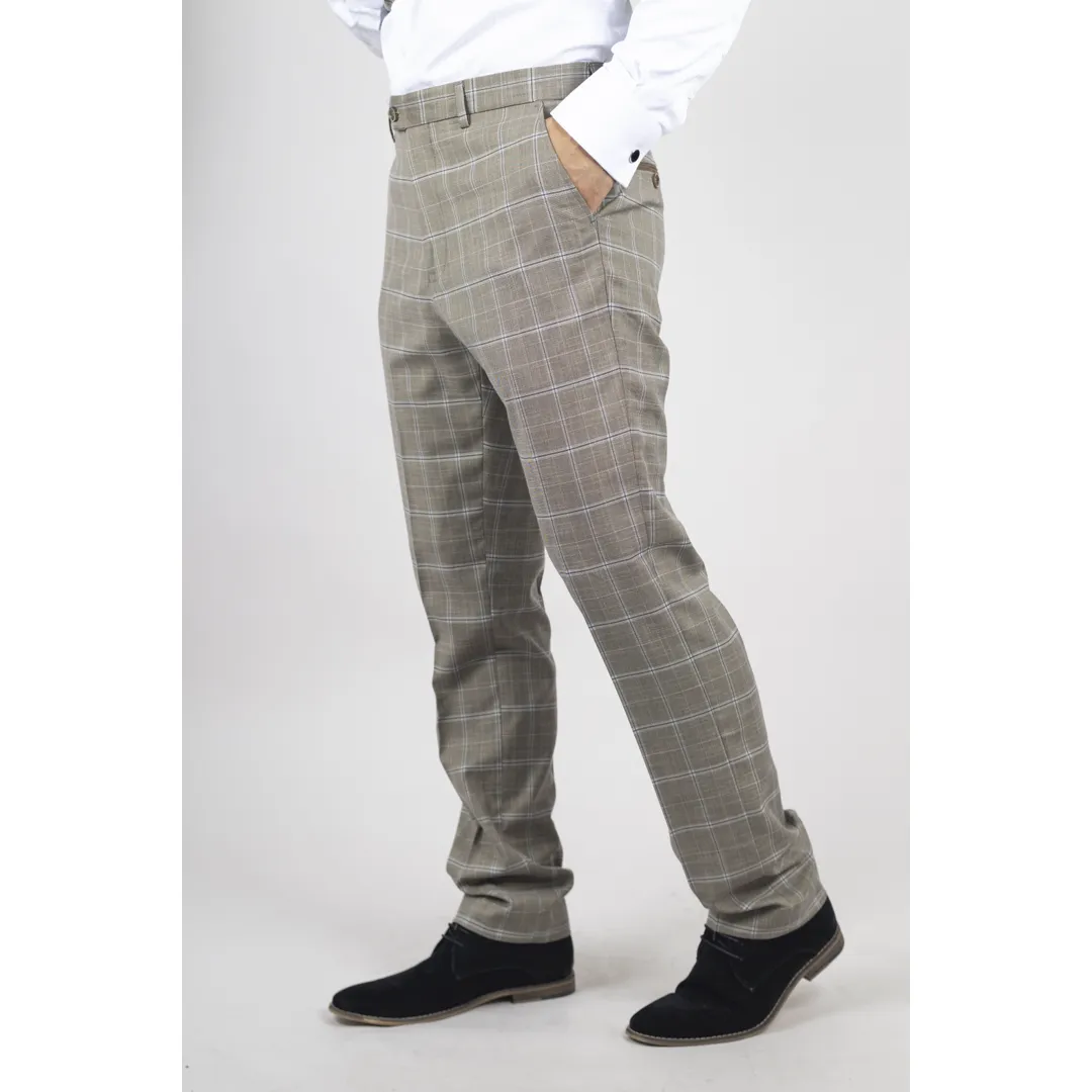 Hode β Menβs Brown Checked Formal Trousers - Image 2