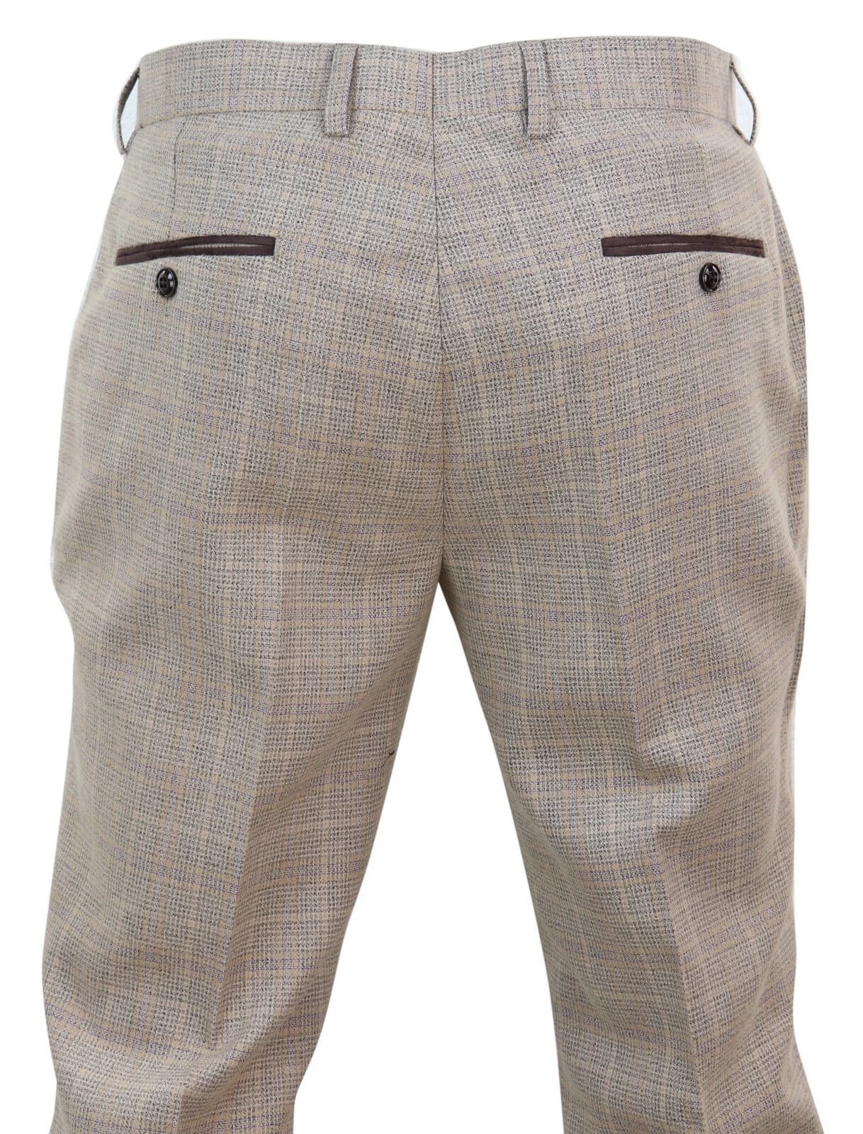 Holland – Men’s Beige Check Trousers - Image 4