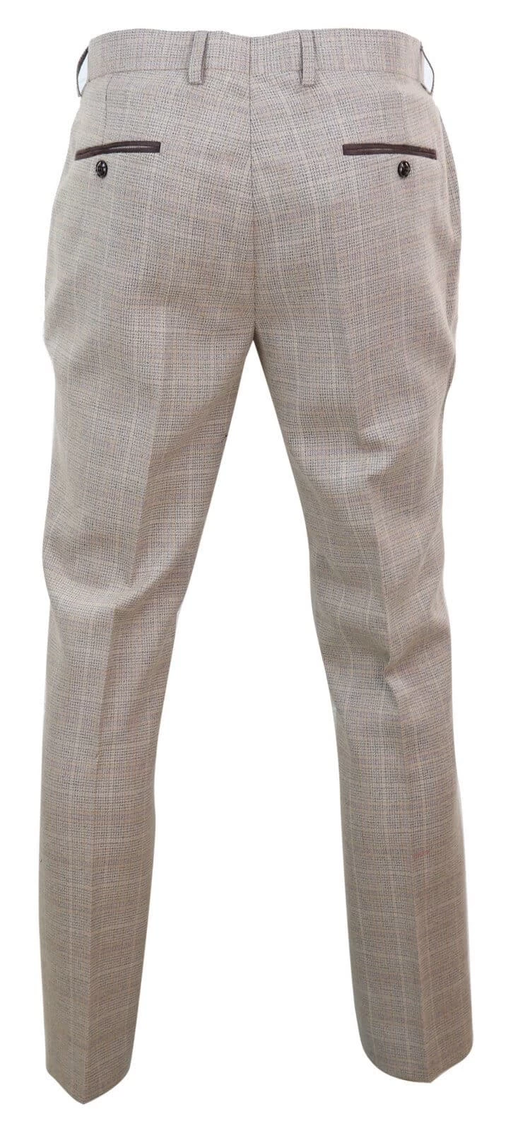 Holland – Men’s Beige Check Trousers - Image 3