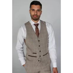 Holland – Men’s Beige Check Waistcoat