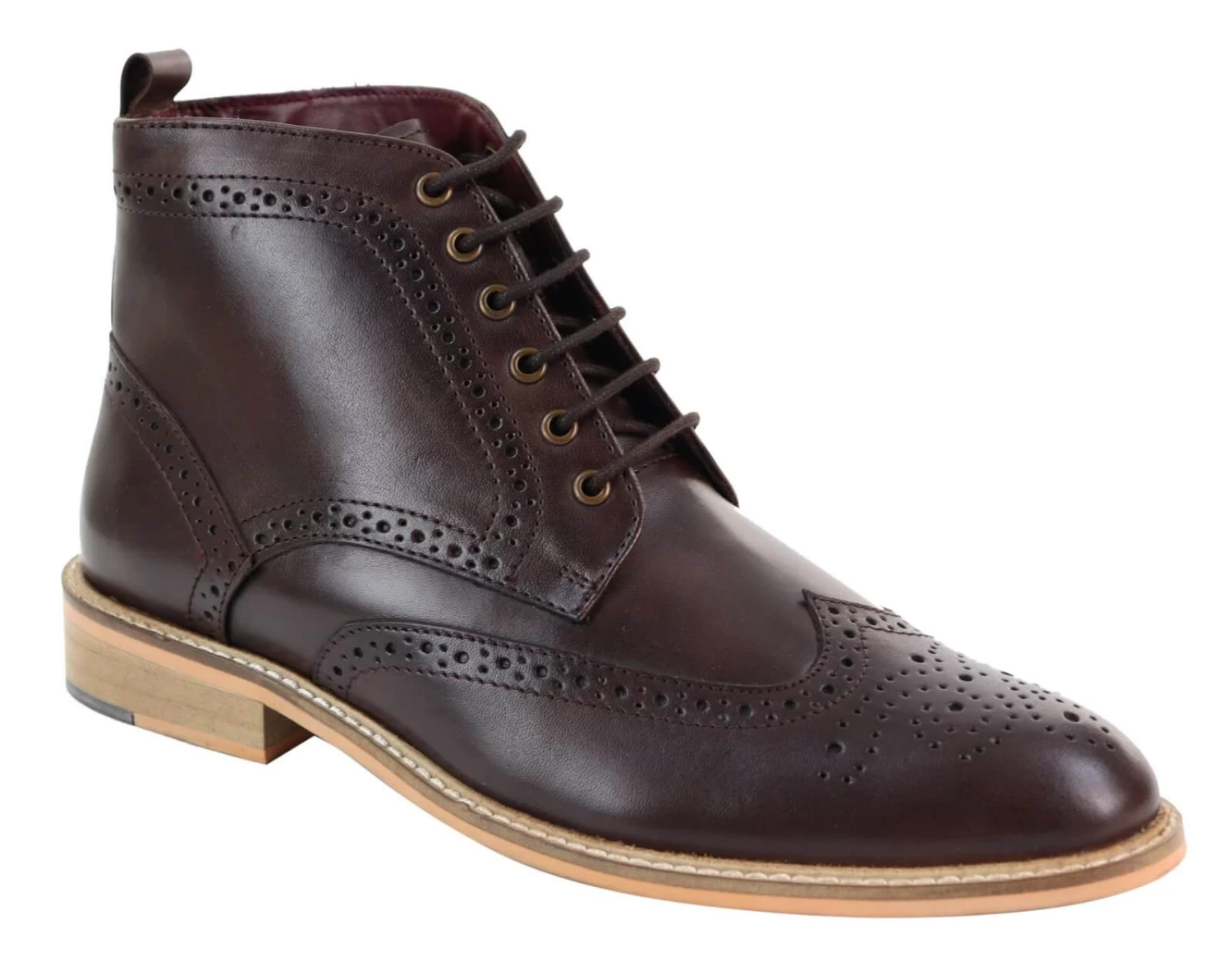 Mens Brogue Ankle Boots Brown - Image 5