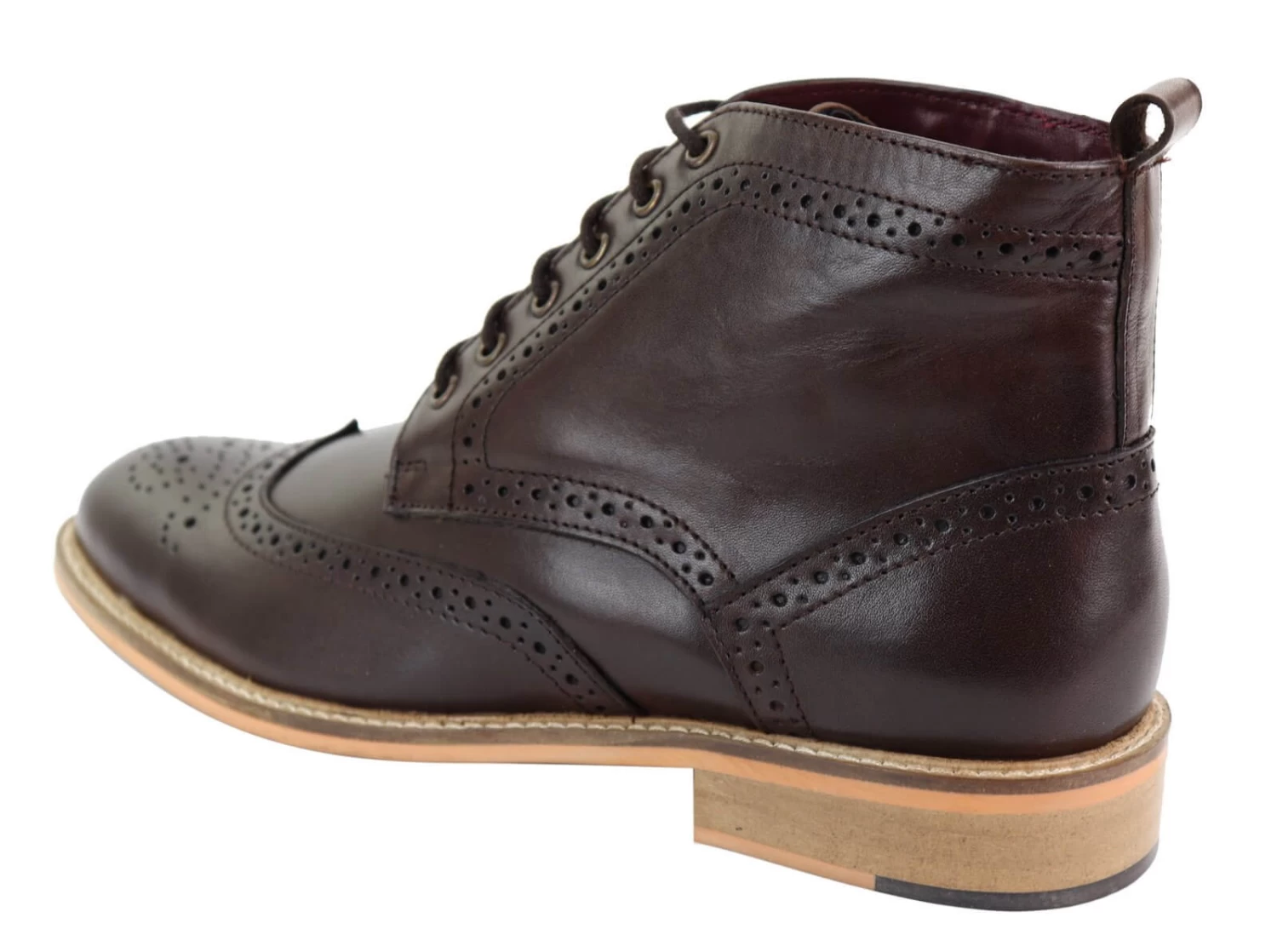 Mens Brogue Ankle Boots Brown - Image 3