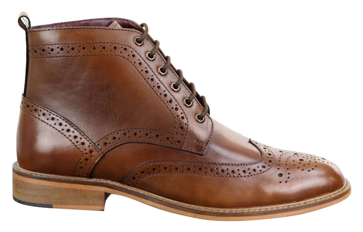 Mens Brogue Ankle Boots Tan
