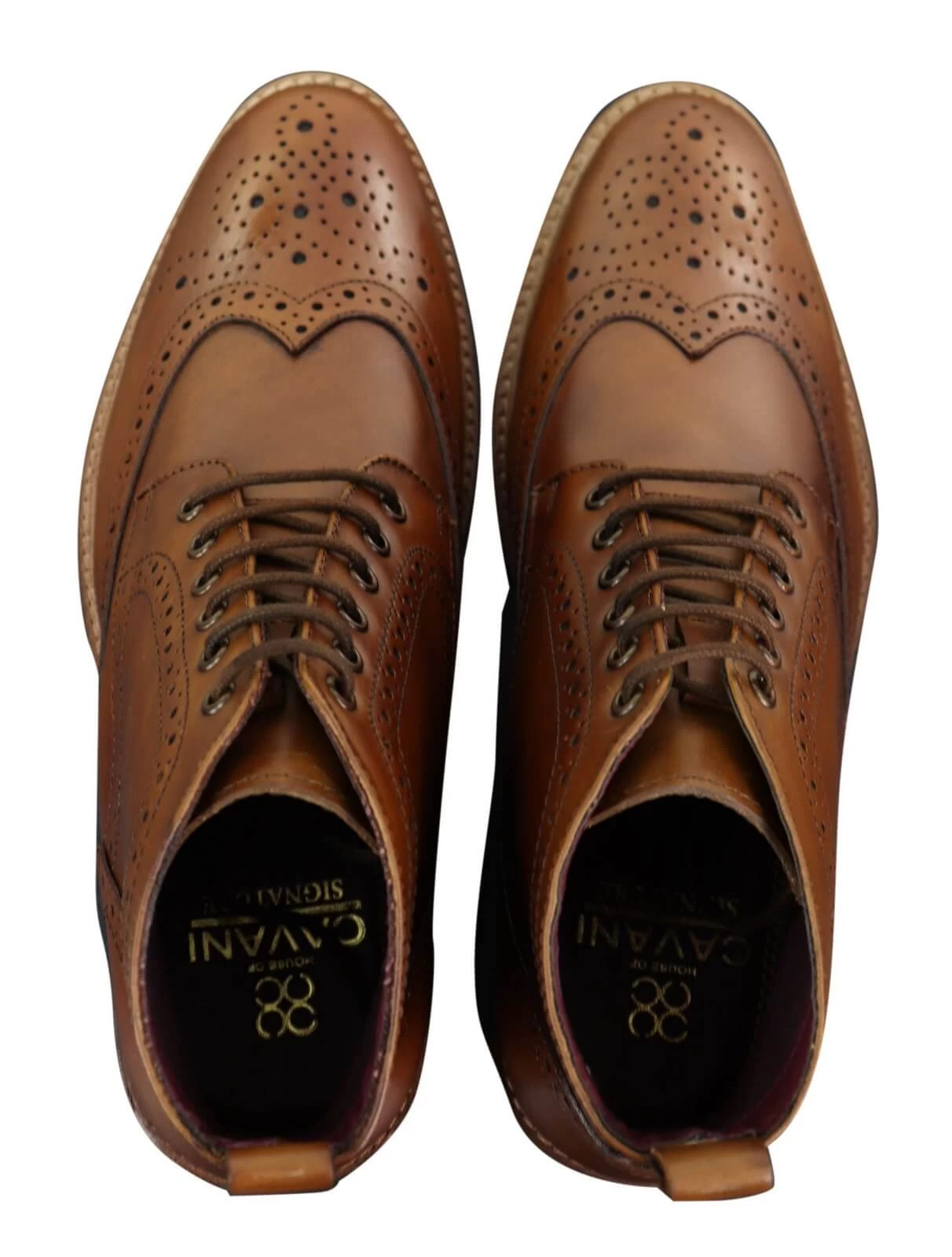 Mens Brogue Ankle Boots Tan - Image 3