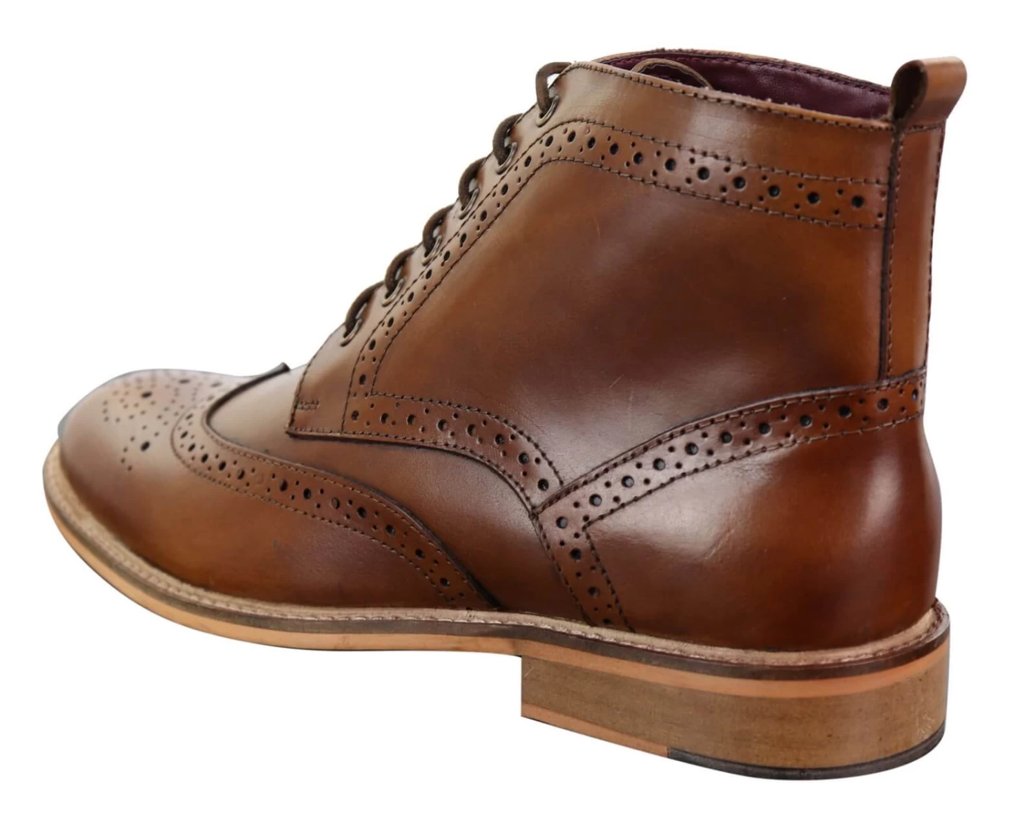 Mens Brogue Ankle Boots Tan - Image 4