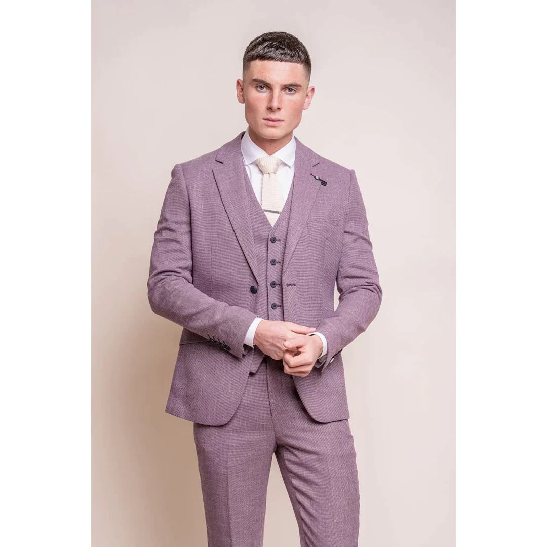 Mens Blush Pink Summer Linen Suit - Image 9