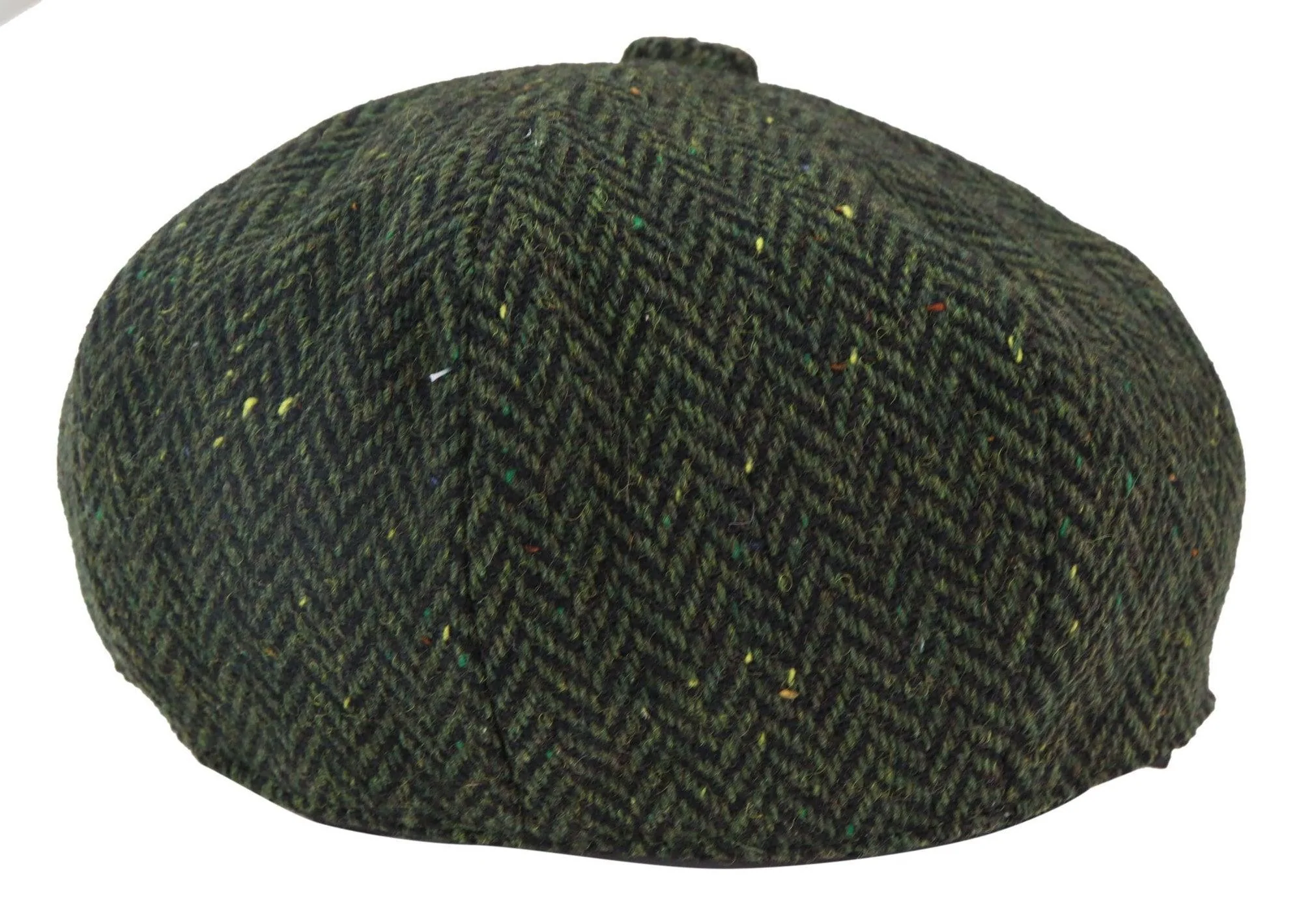 Mens Herringbone Tweed 8 Panel Cap Olive - Image 3