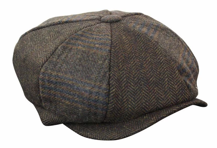 HT6325 β Mens Check Herringbone Tweed Mix Newsboy 8 Panel Hat - Image 7