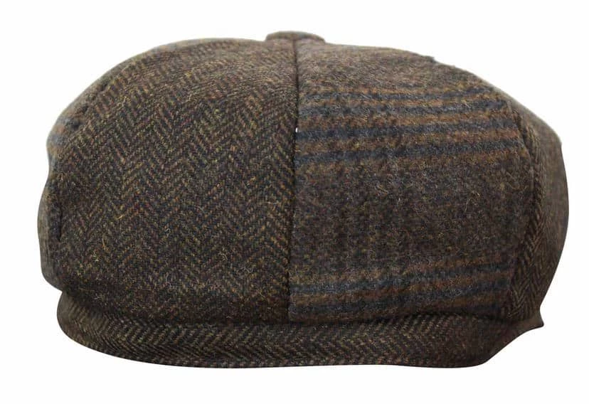 HT6325 β Mens Check Herringbone Tweed Mix Newsboy 8 Panel Hat - Image 8