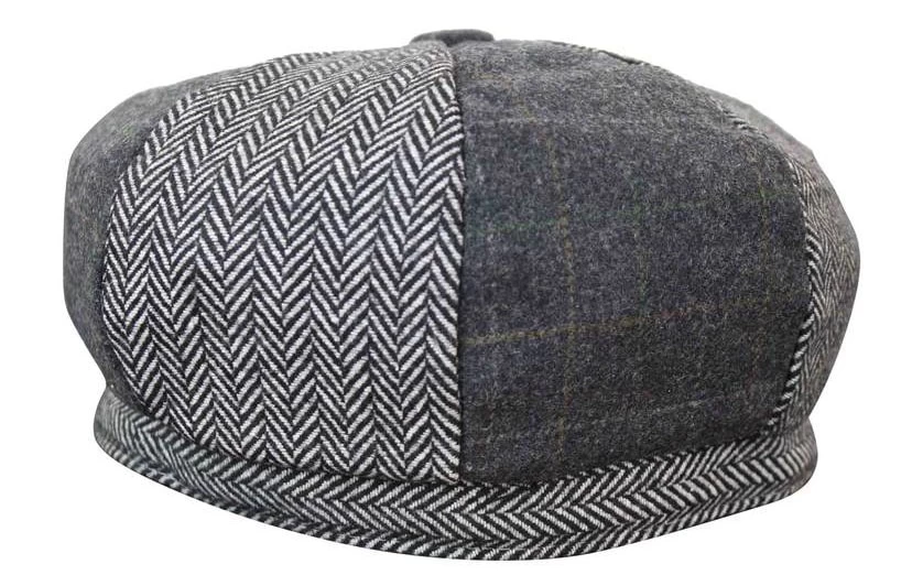 HT6325 β Mens Check Herringbone Tweed Mix Newsboy 8 Panel Hat - Image 4