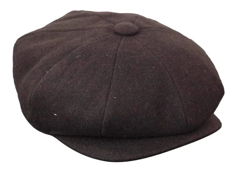 HT6363 – Mens Vintage Tweed Newsboy Peaky Blinders Cap – Brown/Wine - Image 3