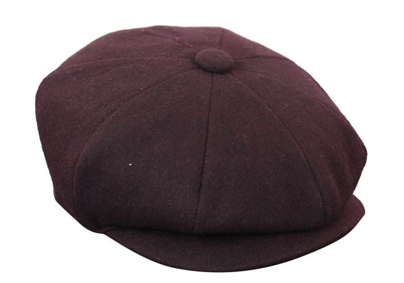 HT6363 – Mens Vintage Tweed Newsboy Peaky Blinders Cap – Brown/Wine - Image 6