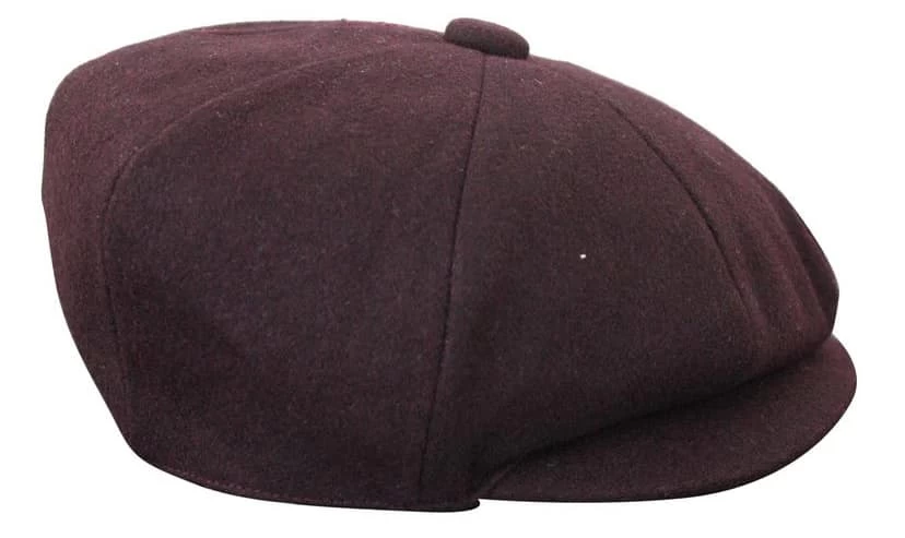 HT6363 – Mens Vintage Tweed Newsboy Peaky Blinders Cap – Brown/Wine - Image 8