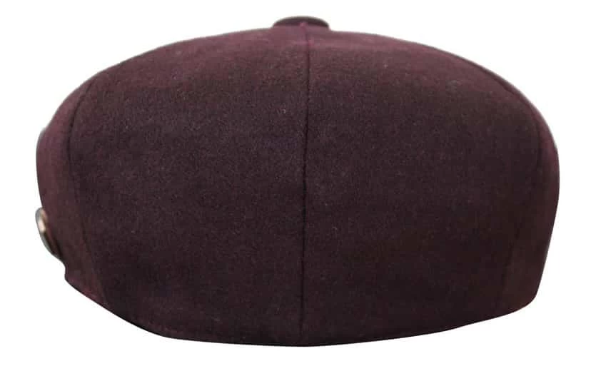 HT6363 – Mens Vintage Tweed Newsboy Peaky Blinders Cap – Brown/Wine - Image 7