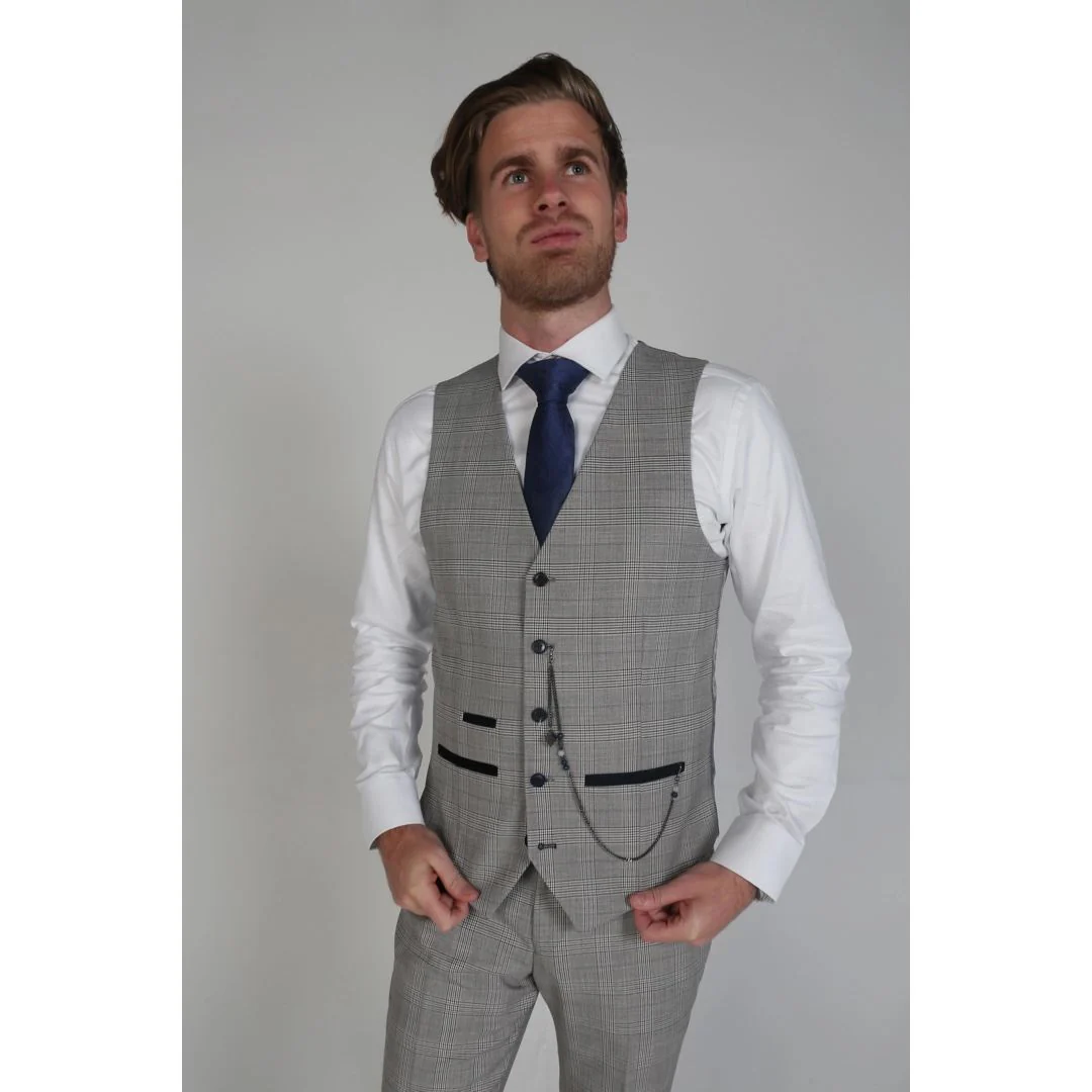 Hugo – Men’s Check Grey Waistcoat