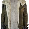 Infinity EK01 Mens Sherling Real Sheepskin Leather Viking Vintage RAF Jacket Brown Cream Fur