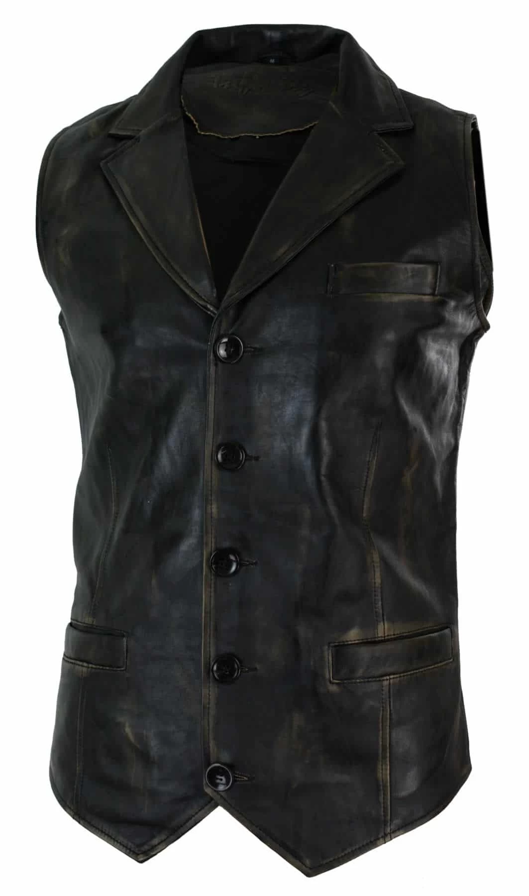 Infinity Mens Real Leather Tan Brown Black Smart Casual Gilet Waistcoat Vintage Retro-Brown - Image 3