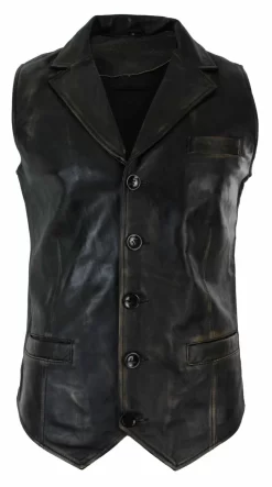 Infinity Mens Real Leather Tan Brown Black Smart Casual Gilet Waistcoat Vintage Retro-Brown