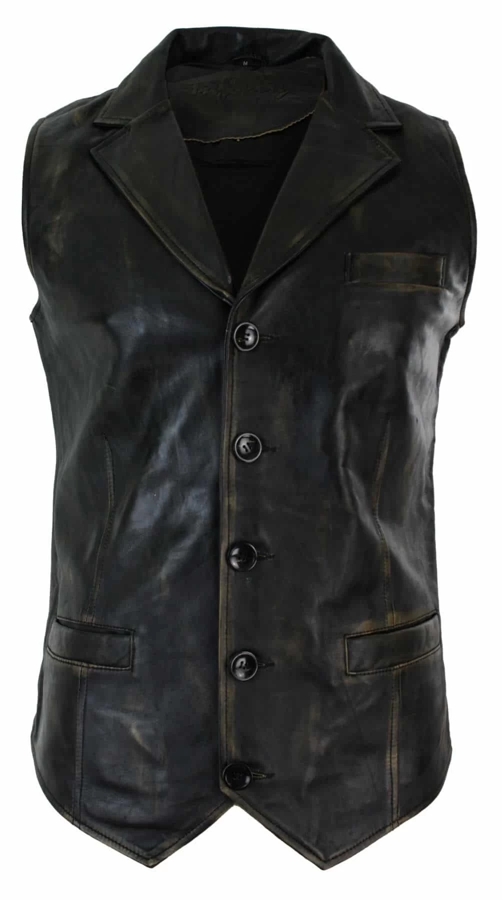 Infinity Mens Real Leather Tan Brown Black Smart Casual Gilet Waistcoat Vintage Retro-Brown