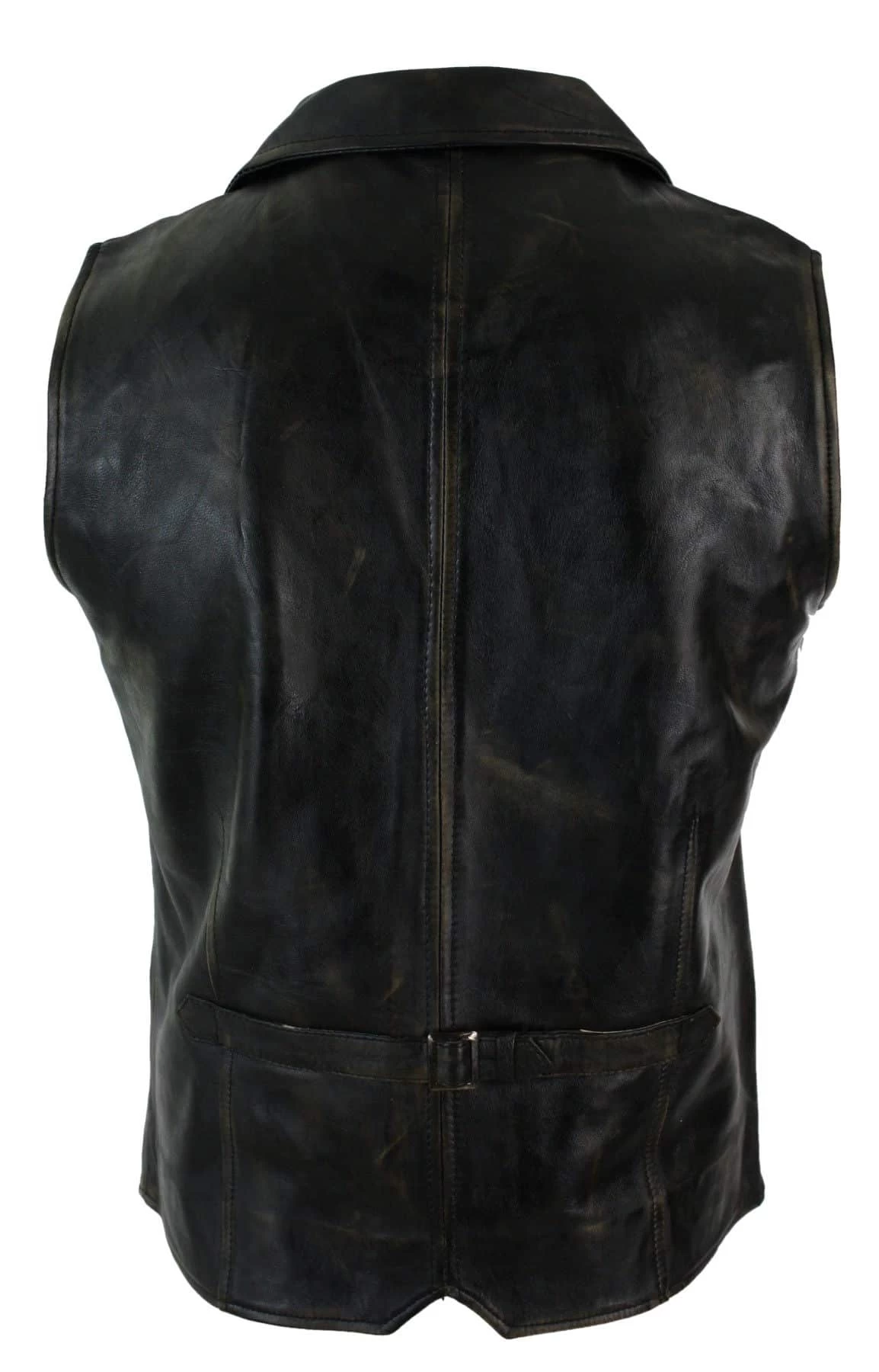 Infinity Mens Real Leather Tan Brown Black Smart Casual Gilet Waistcoat Vintage Retro-Brown - Image 2