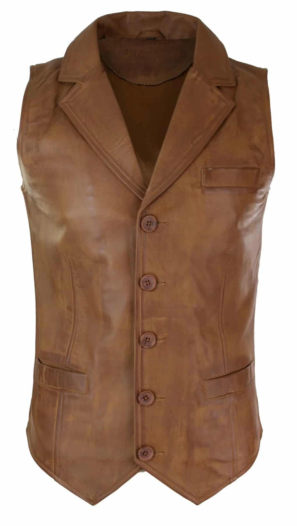 Infinity Mens Real Leather Tan Brown Black Smart Casual Gilet Waistcoat Vintage Retro-Tan