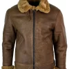 Infinity Rikardo Mens Retro Vintage Classic Real Sheepskin RAF Pilot Flying Jacket Tan Ginger Fur Zip
