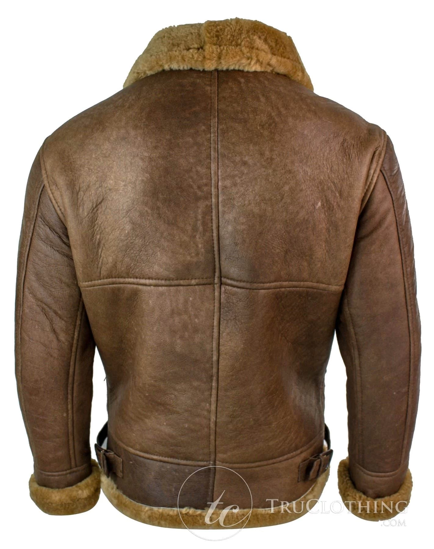 Infinity Rikardo Mens Retro Vintage Classic Real Sheepskin RAF Pilot Flying Jacket Tan Ginger Fur Zip - Image 4