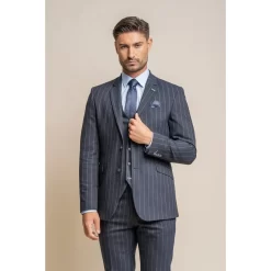 Invincible – Men’s Navy Blue Pinstripe Blazer