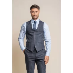 Invincible – Men’s Navy Blue Pinstripe Waistcoat