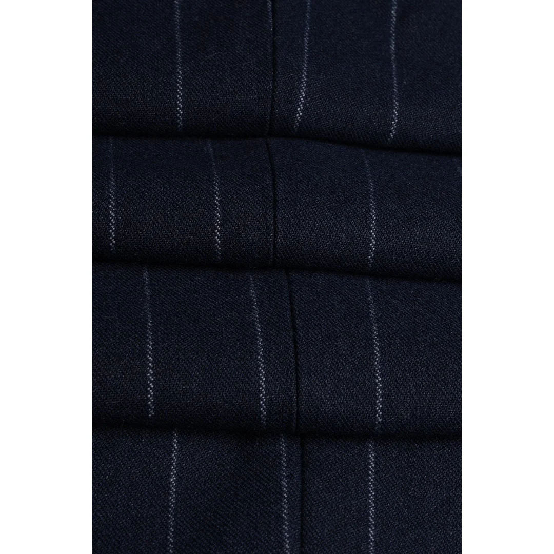 Invincible – Men’s Navy Blue Pinstripe Waistcoat - Image 6