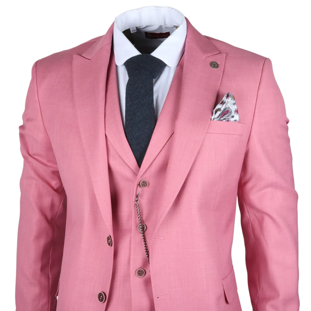 James Men’s 3-Piece Pink Tailored Fit Suit - Image 7