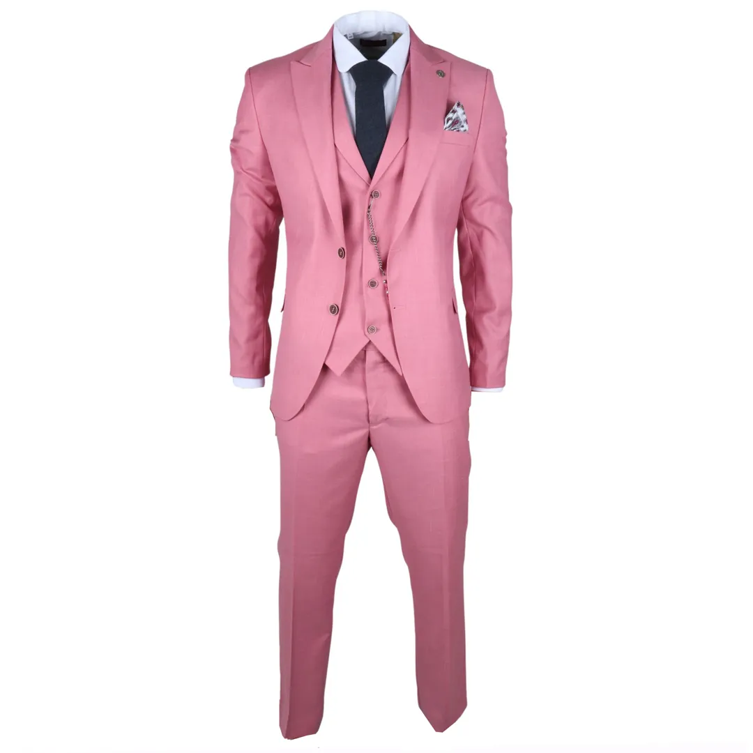 James Men’s 3-Piece Pink Tailored Fit Suit - Image 8