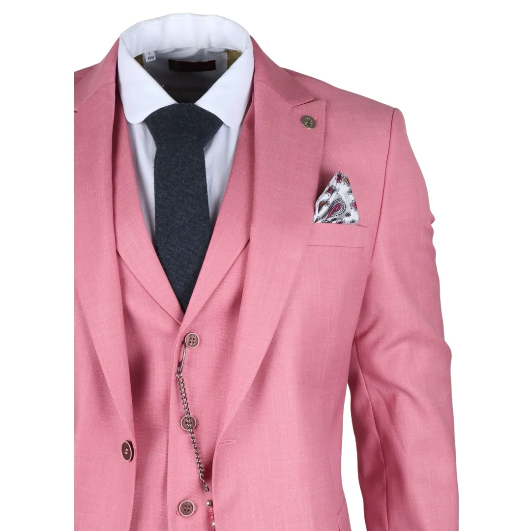 James Men’s 3-Piece Pink Tailored Fit Suit - Image 3