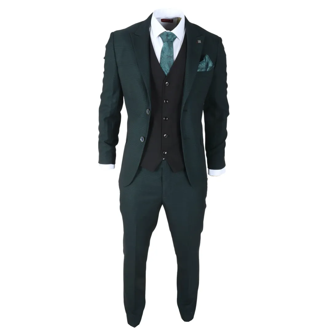 Jasper – Men’s 3 Piece Olive Green Suit With Black Waistcoat - Image 6