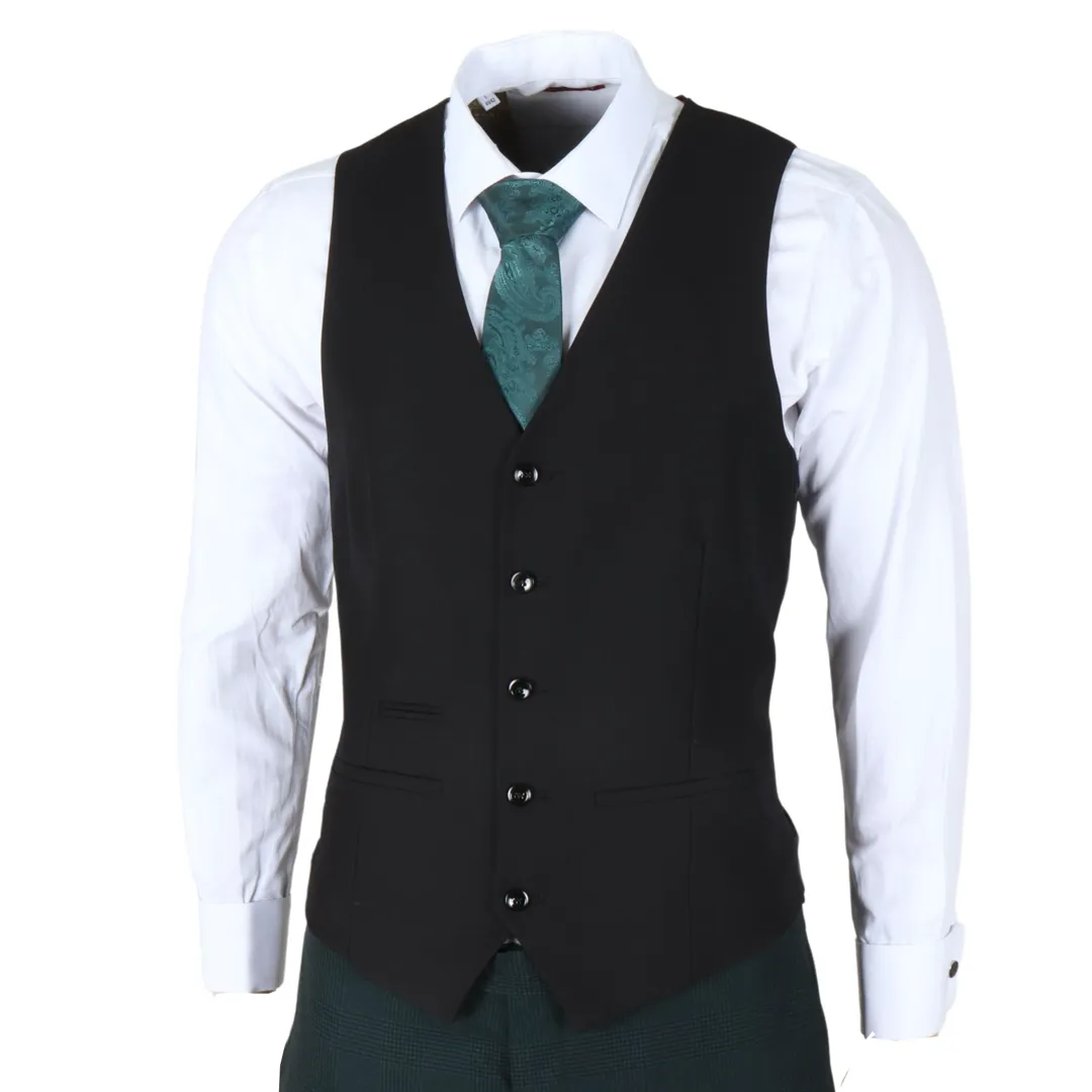 Jasper – Men’s 3 Piece Olive Green Suit With Black Waistcoat - Image 4