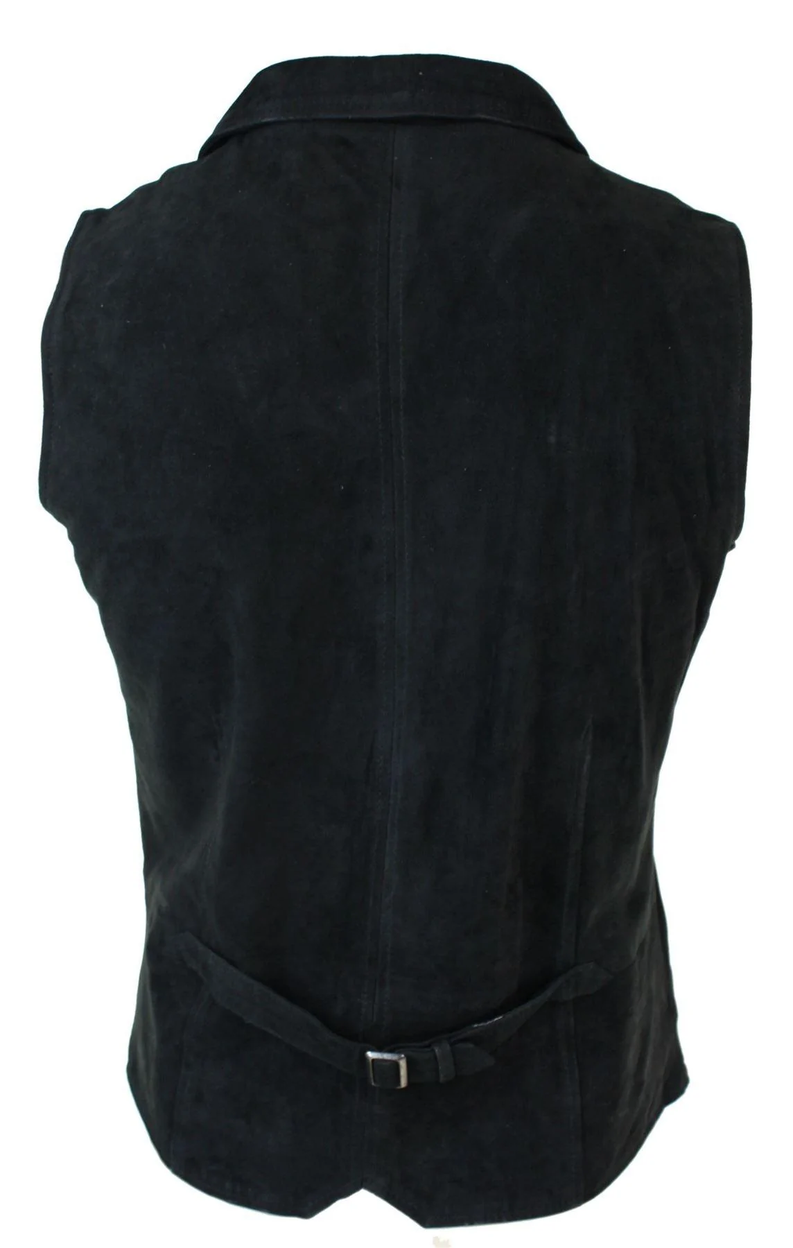 Mens Real Suede Leather Black Smart Casual Gilet Waistcoat Vintage Retro - Image 4