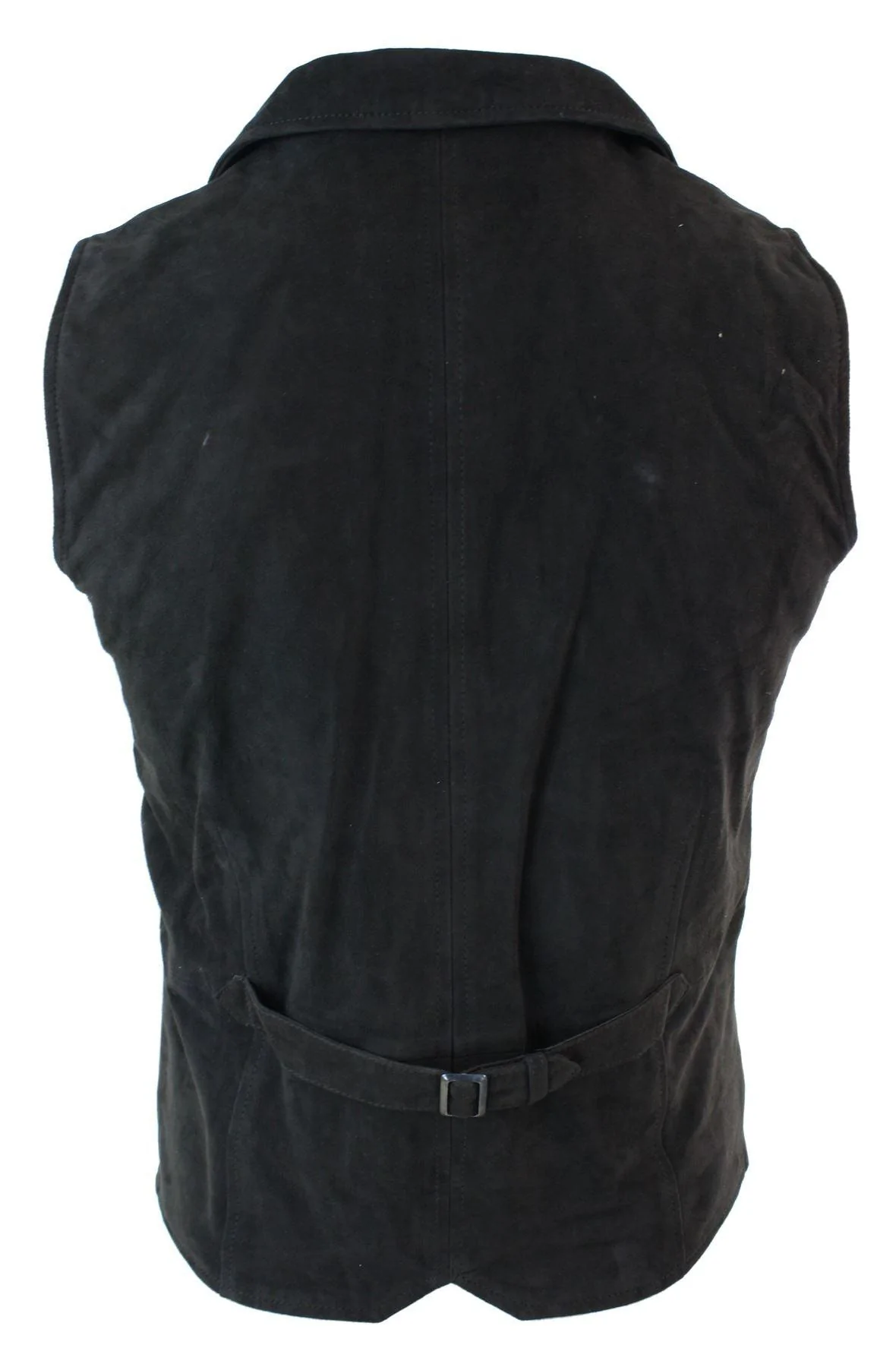 Mens Real Suede Leather Brown Smart Casual Gilet Waistcoat Vintage Retro - Image 2