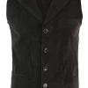 Mens Real Suede Leather Brown Smart Casual Gilet Waistcoat Vintage Retro