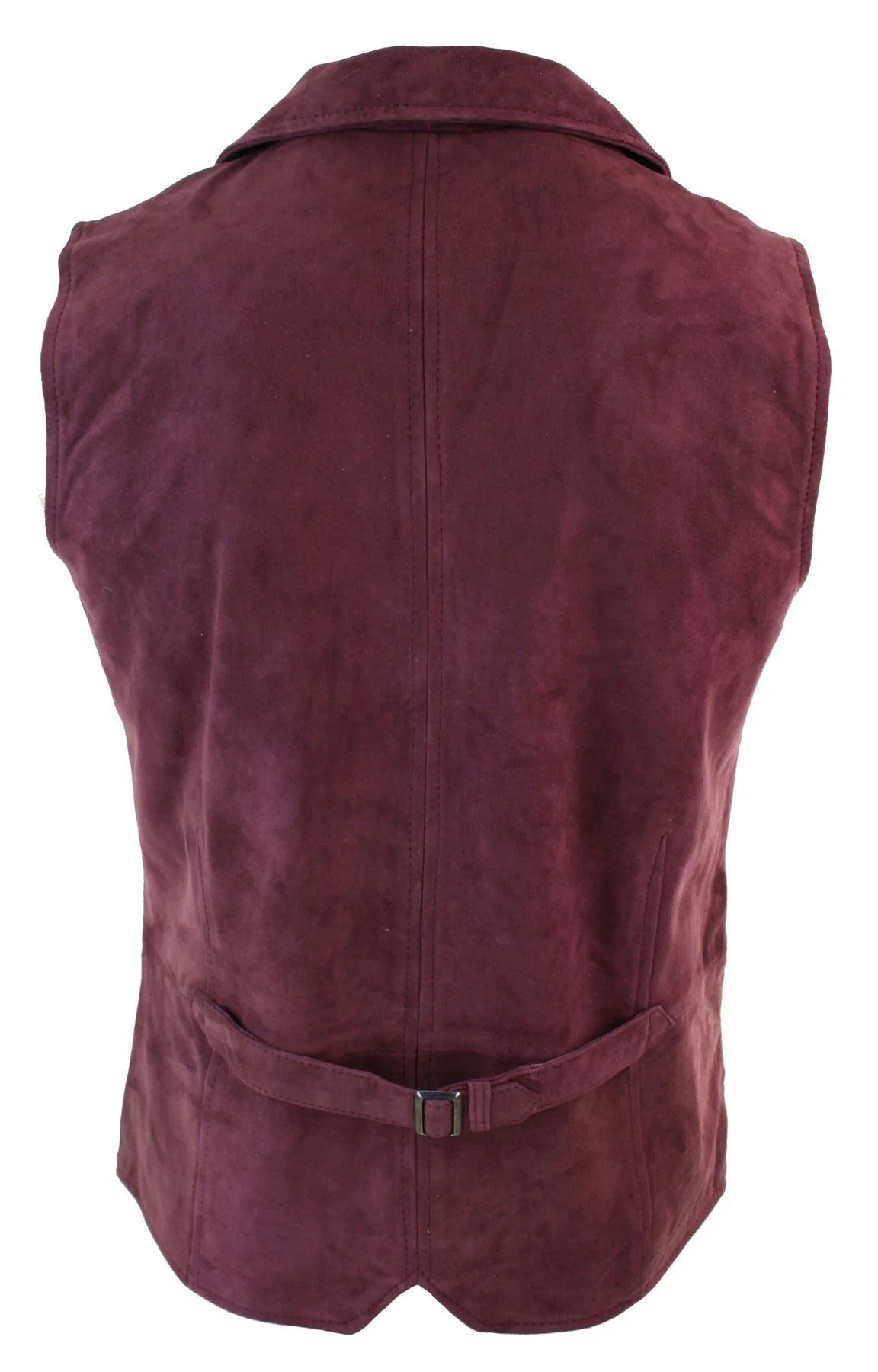 Mens Real Suede Leather Burgundy Smart Casual Gilet Waistcoat Vintage Retro - Image 2
